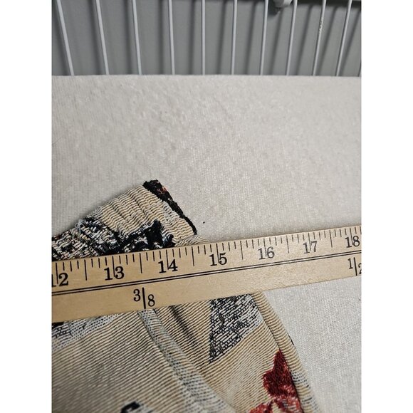 Guapi Pants Womens Sz 32 Waist  12/14 Elastic  Fringe Edge Floral Eiffel Paris - Picture 3 of 7